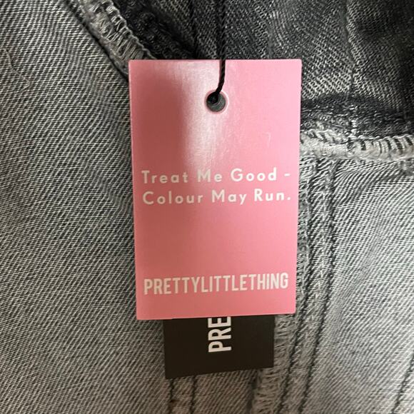 Pretty Little Thing Washed Gray Dip Hem Bust Cup Denim Corset 10 - Picture 4 of 7